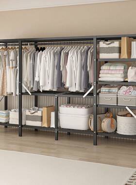 免安装折卧叠衣67435柜8MM全钢架加粗厚加布衣柜家2用室多隔层收