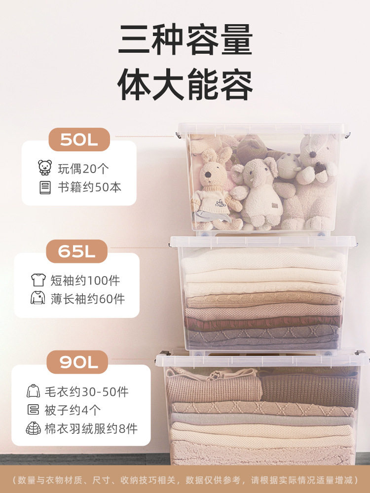 A5L塑料收纳箱家用衣物整理箱收纳盒床底箱子大容量收纳柜透明
