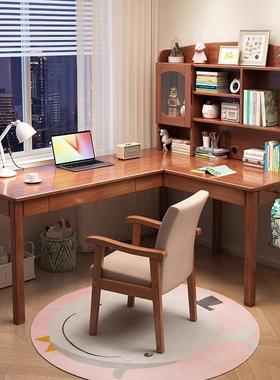 转角书桌浩升K77#桌书架一体简约家用中小学生写字台椅功能实木式