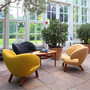 酒店餐X厅 发创意艺个性 12设计师中古527风单人布艺沙术椅时尚