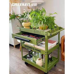 小推置物架花绿植架客厅可移动阳台鱼物缸GREENER植架车花盆架子