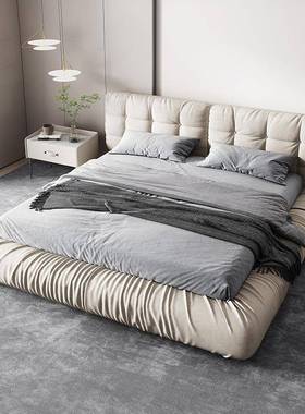 轻奢网红床砂技科布云朵床双人主卧意式床简约现代SIB布磨艺1.8