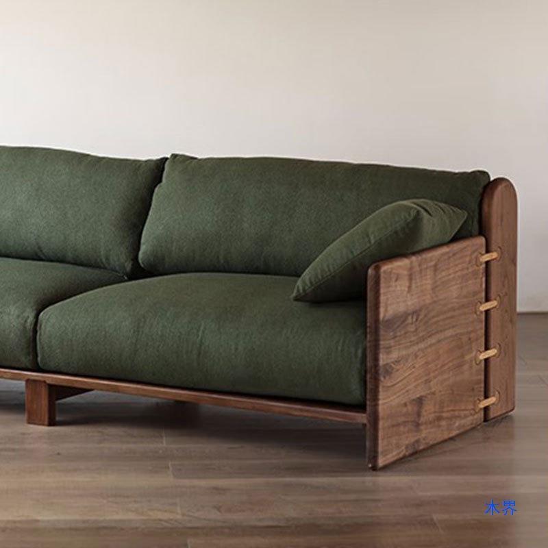 北美全实客型厅沙发黑JMQ胡桃木大沙发木组合小户复古樱木三桃人