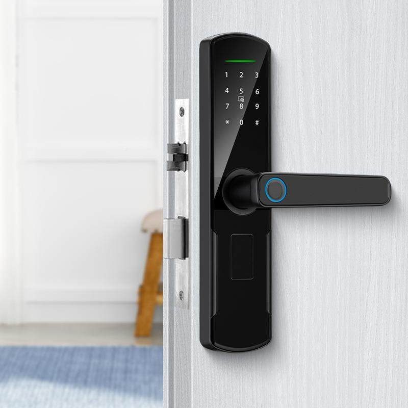 自常开锁体办公锁室智能木K8门指动纹锁卧室房间出租房木门门密码