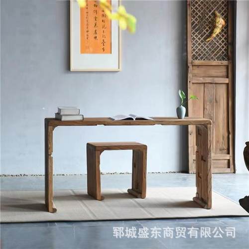老榆木仿古琴桌家茶用实木桌学D720古筝桌书国法实木长方桌形画画