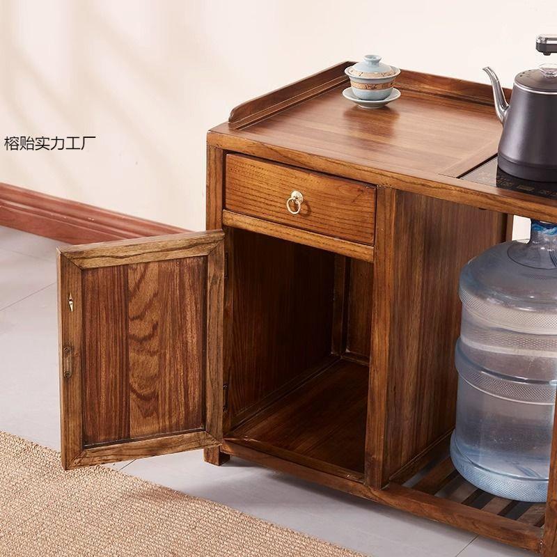 南美胡桃木实中木动烧水壶茶柜实木储物茶水边JVU边柜车式移一体