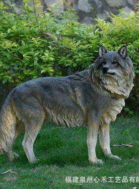 狼狗旺财狗牧羊斗牛犬仿犬真动物摆饰件客装厅别墅店铺酒吧狗酒店
