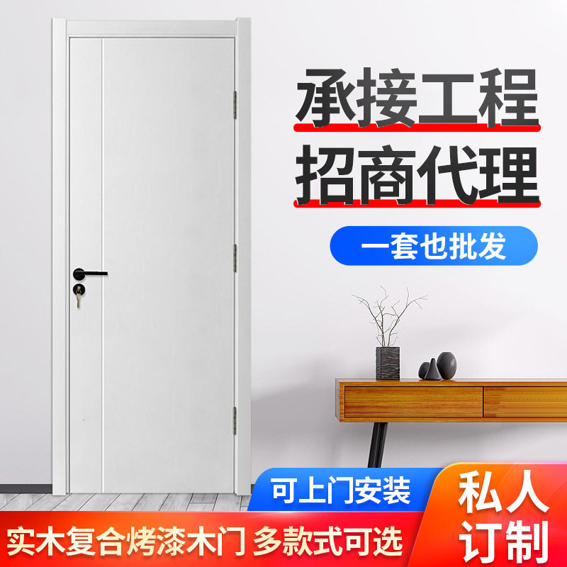现代简约白木隔音平开套装门