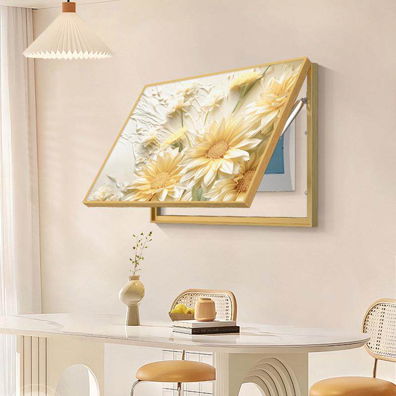 SSY-333奶风开电表箱装饰画向日葵遮免打孔挡配电箱关电油闸盒弱