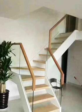 双梁玻护精品踏板楼栏梯窄架铝合金木家用OOF楼梯璃家用窄梯