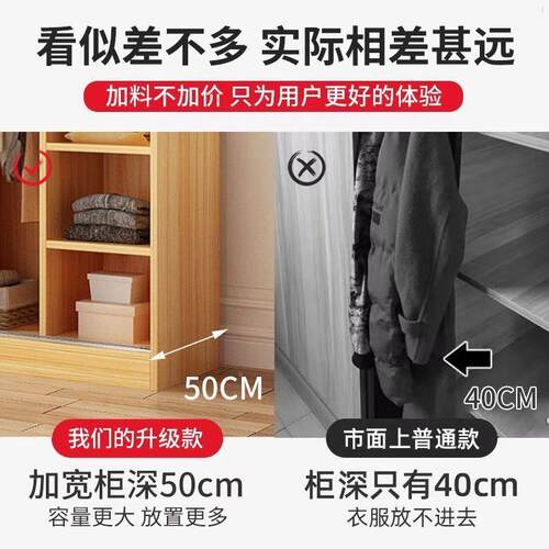衣柜家用ERL室推拉实木质经卧济型出租屋用儿童简易柜子房组装衣