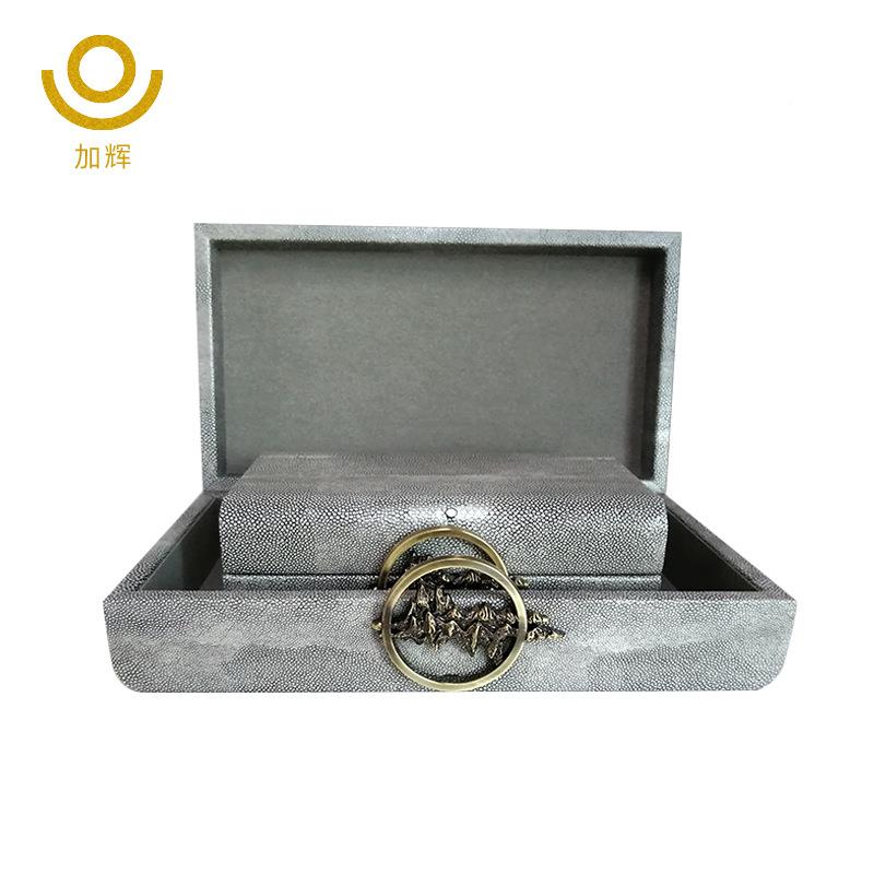 新中式样盒家板房软装皮质665收纳盒客厅室书柜古卧典创意居摆设