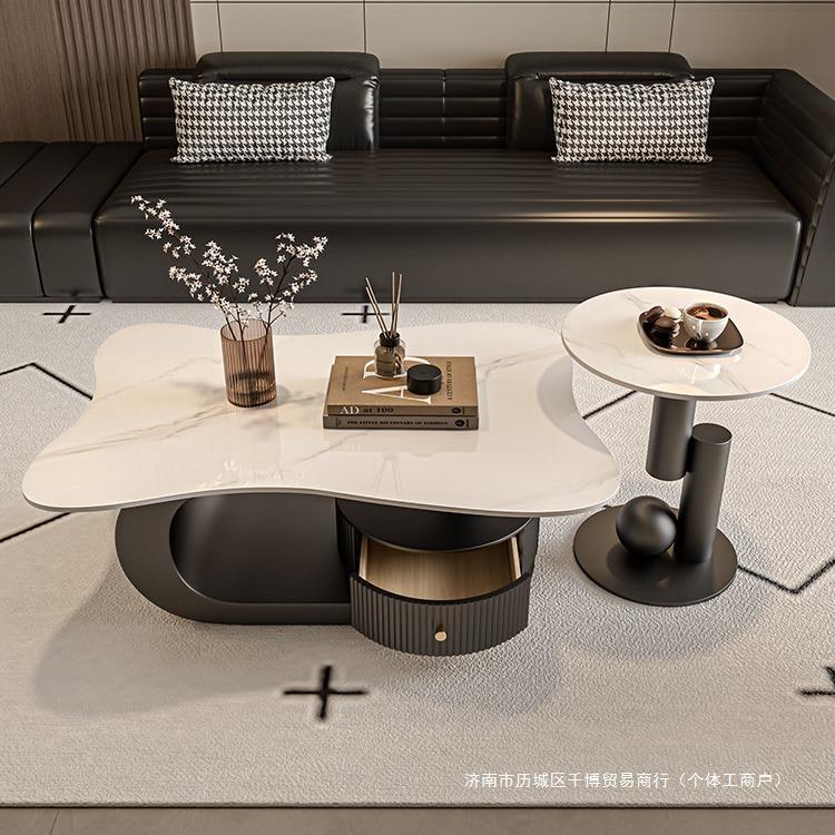 现组代形蝴蝶岩板极简岩板茶几客感厅家用轻奢茶桌小户型新款异大