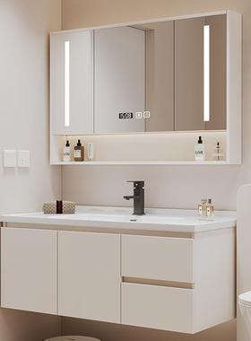 奶脸风陶一瓷体26605盆浴室柜智能镜柜组合洗池洗漱盆挂墙式工厂