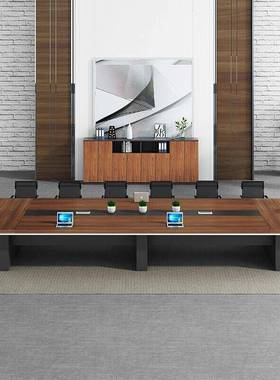 会议桌长带储物柜简约代会议室桌桌椅组合办公条家具接待洽94902