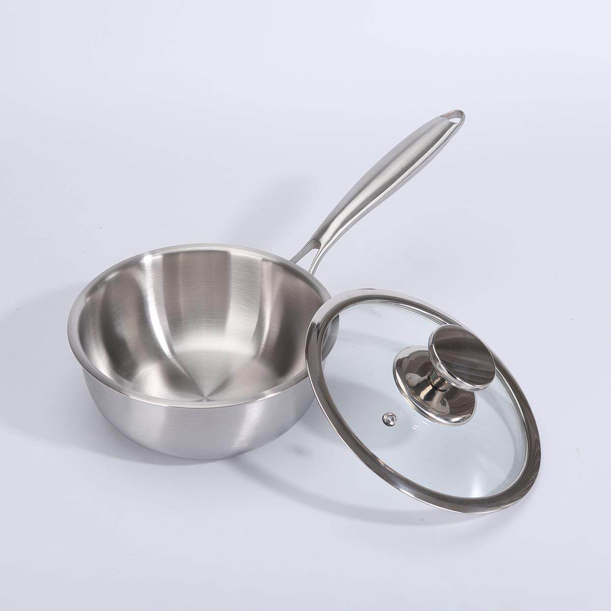 层不钢雪平锅不粘无涂层平底锅盖平底锅带加厚三钢锈煎牛排通用牛