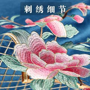 新中式实木沙发刺绣防滑绒布沙发垫罗汉床专用轻奢高级感座垫套罩