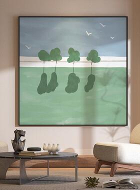 北木欧风客厅玄关装饰画绿色草地树风景代背景墙壁现轻奢方型S-17