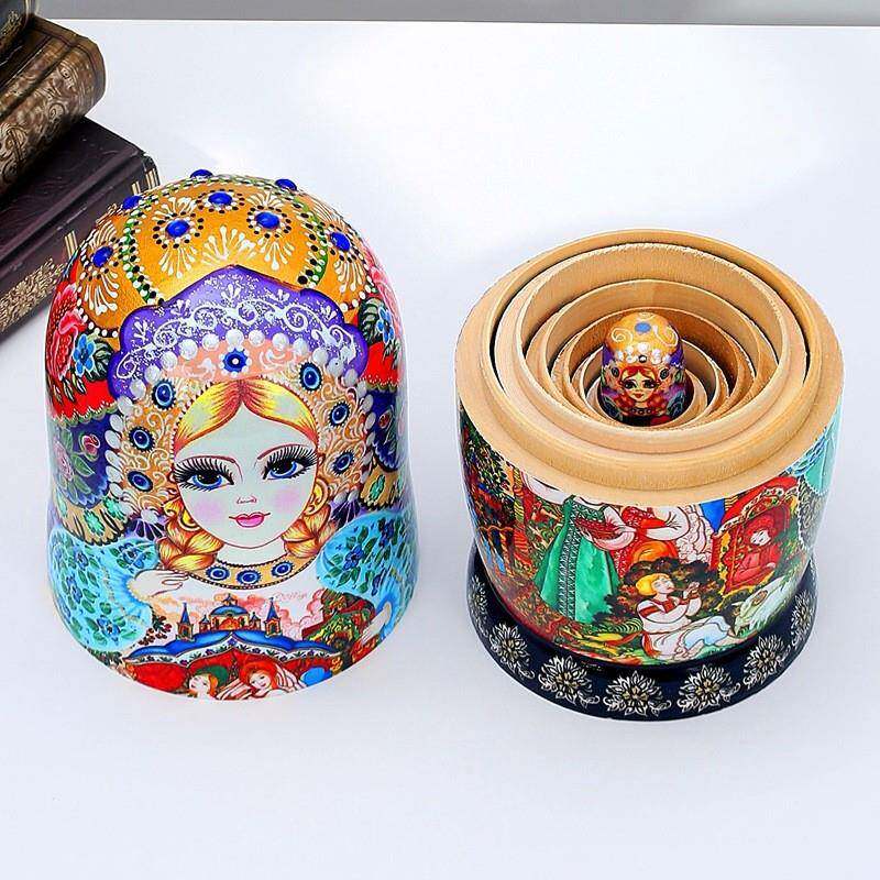 俄罗斯套娃层旅烤漆7精品风干椴ZDC木滨节日礼物摆件哈尔游纪念品