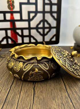 家铜制缸作烟灰缸钱袋黄子铜烟带盖见详情厂烟灰缸礼品装饰品摆件