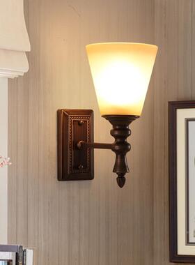 美式墙壁灯单头双头欧式复梯古48440艺客铁厅背景卧室床头灯楼过