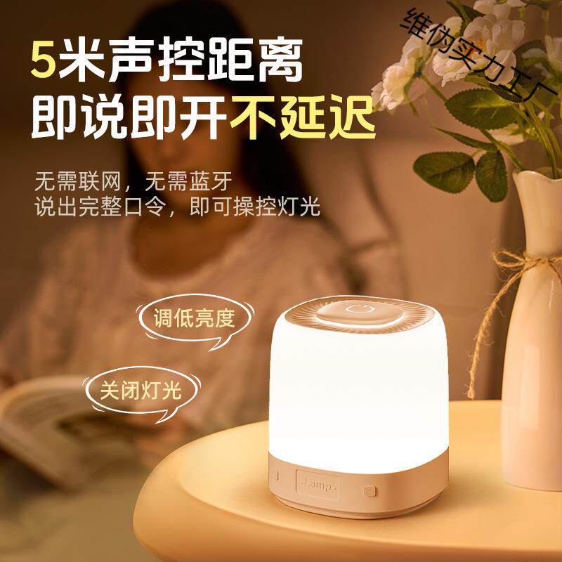 智能语音灯小夜灯声控感应卧室床头睡眠夜晚睡觉伴睡定时款台灯起