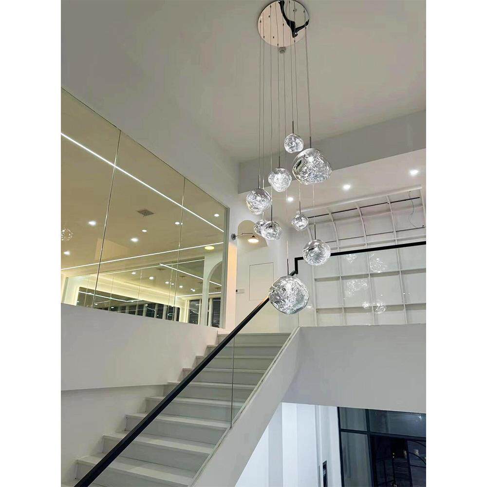 设计师款别墅熔岩吊灯loft楼梯间复式挑空后现代中空客厅餐厅吊灯