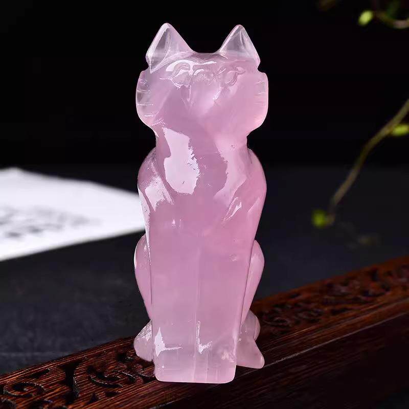 天然粉晶狐狸家居摆件粉水晶原石招桃花旺姻缘增旺女人魅力