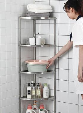 多304不锈锅钢卫生间浴室RYN转墙角置物架三角盆架房子厨落地台面