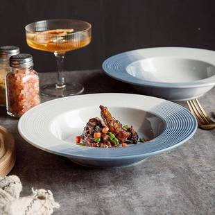 简陶瓷帽盘法后式意面西餐盘子汤盘深盘约沙拉TOP盘盘厨摆盘商用