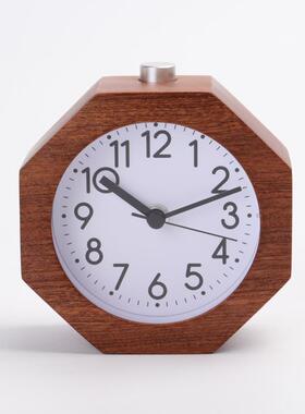 夜多边形创意榉材质闹钟懒人光闹钟学生床头钟S0木六S01六角角1形