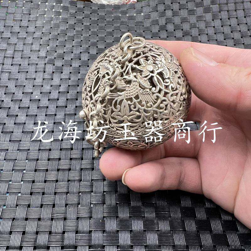 仿铜香薰球镂空迷萄2022-112你家用熏香球葡花鸟香囊意球挂件古茶