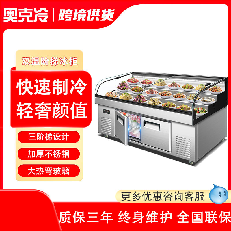 烧烤展示柜商用三阶梯冷藏冷冻保鲜冰柜串串饭店明档点菜柜