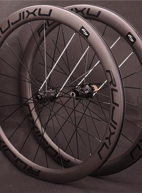 700C碳纤维开口公路V刹碟刹自行车轮组桶轴快拆六丁/中锁碳管花鼓