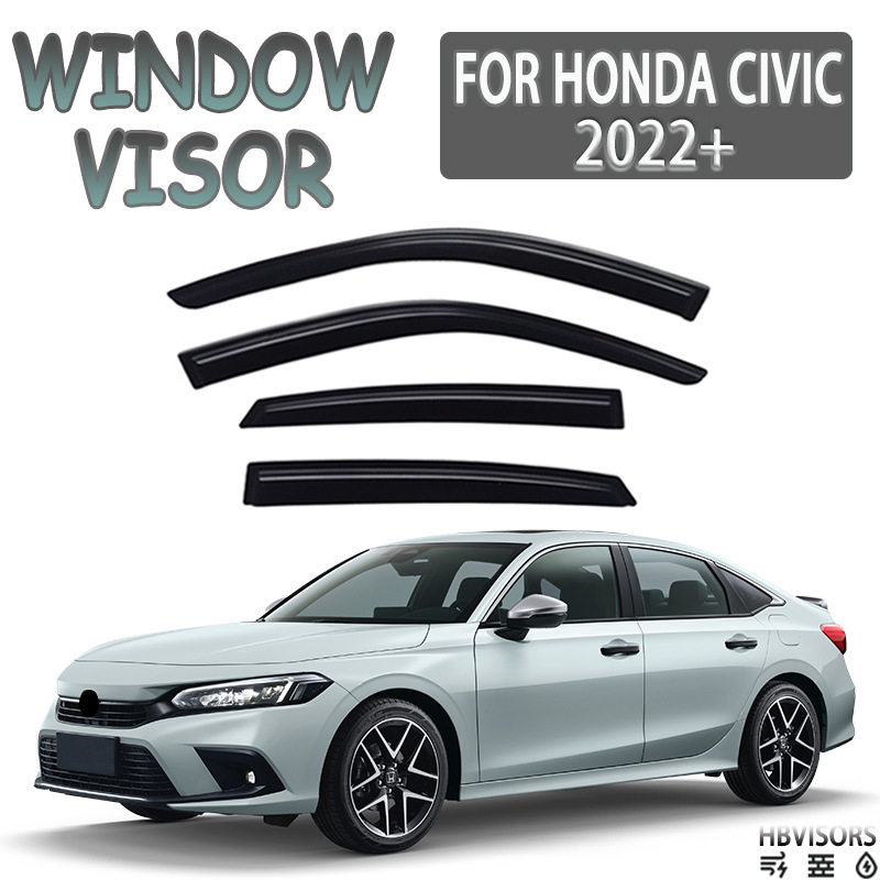 适用于2022+HONDA CIVIC思域晴雨挡雨眉遮雨档黑武士Window visor