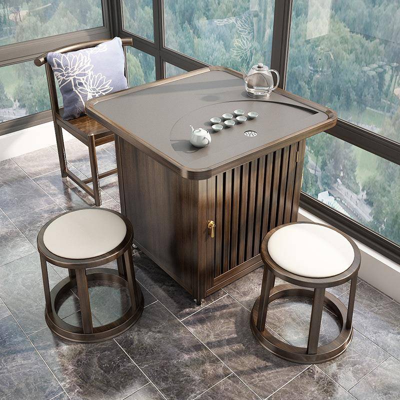 茶桌家用小茶台小型实木带轮茶车阳台小茶桌新中式可移动小茶桌