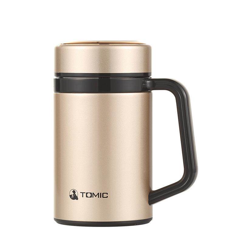 /商务男士保温杯高端双层不锈钢茶杯带把茶水分离杯子