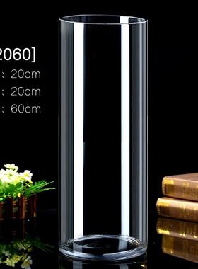 特大号80厘米60厘米花瓶百合圆柱直筒花瓶落地透明玻璃花瓶
