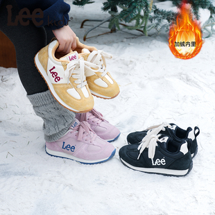 Leekids童鞋加绒女童鞋保暖休闲鞋男童运动鞋防滑户外鞋时尚潮鞋