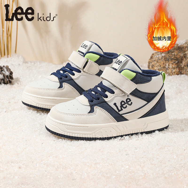 LeeKids男女童加绒运动棉鞋保暖户外儿童鞋高帮护踝板鞋休闲潮鞋