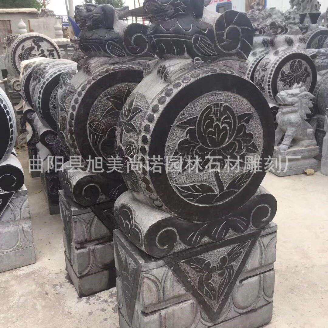 石雕门鼓 仿古抱鼓雕塑 庭院商场门鼓抱鼓青石动物门墩狮子头摆件