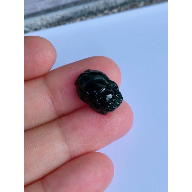 缅甸A货墨翠三脚金蟾 镶嵌 满绿 打灯透绿