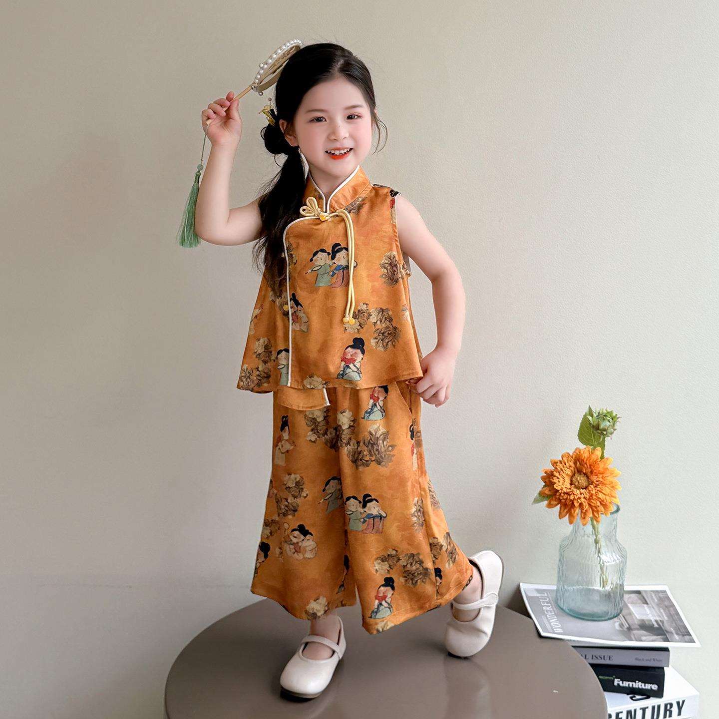 女童夏装国风巨好看套装2025新款儿童夏季新中式汉服女宝宝两件套