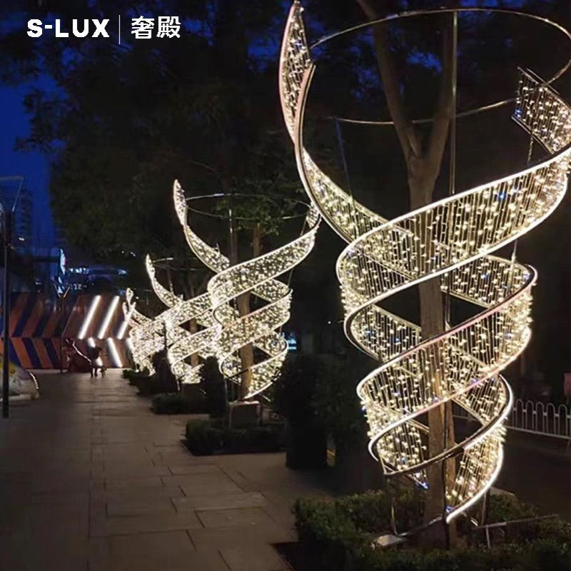 户外街区景区树木亮化装饰包树螺旋造型景区广场灯光节氛围景观灯