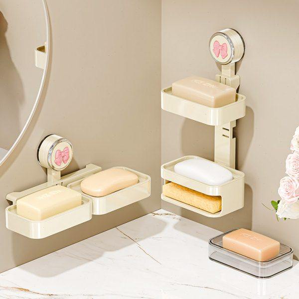 肥皂盒吸盘壁挂式免打孔真空吸附卫生间墙上双层沥水香皂盒置物架,家庭/个人清洁工具,皂盒,淘宝优惠券,粉丝福利购,淘宝优惠卷