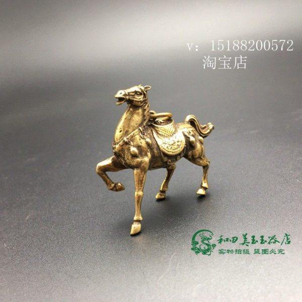 铜马小摆件实心黄铜微雕生肖马小马骏马铜艺铜手把件仿古铜器古玩