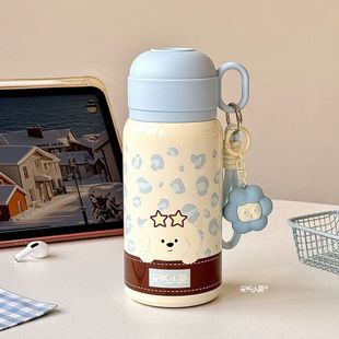 吸管杯子保温杯女生高颜值2025新款带盖双饮水杯便携外带女孩小狗