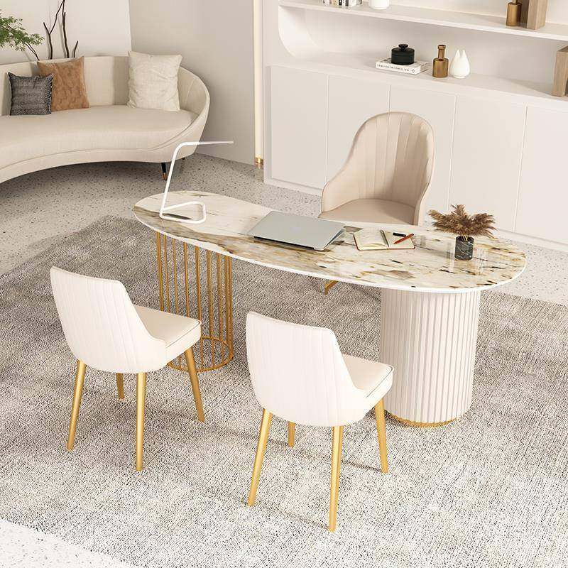 轻奢岩板办公桌异形老板桌写字台书桌电脑桌美容院咨询接待桌椅