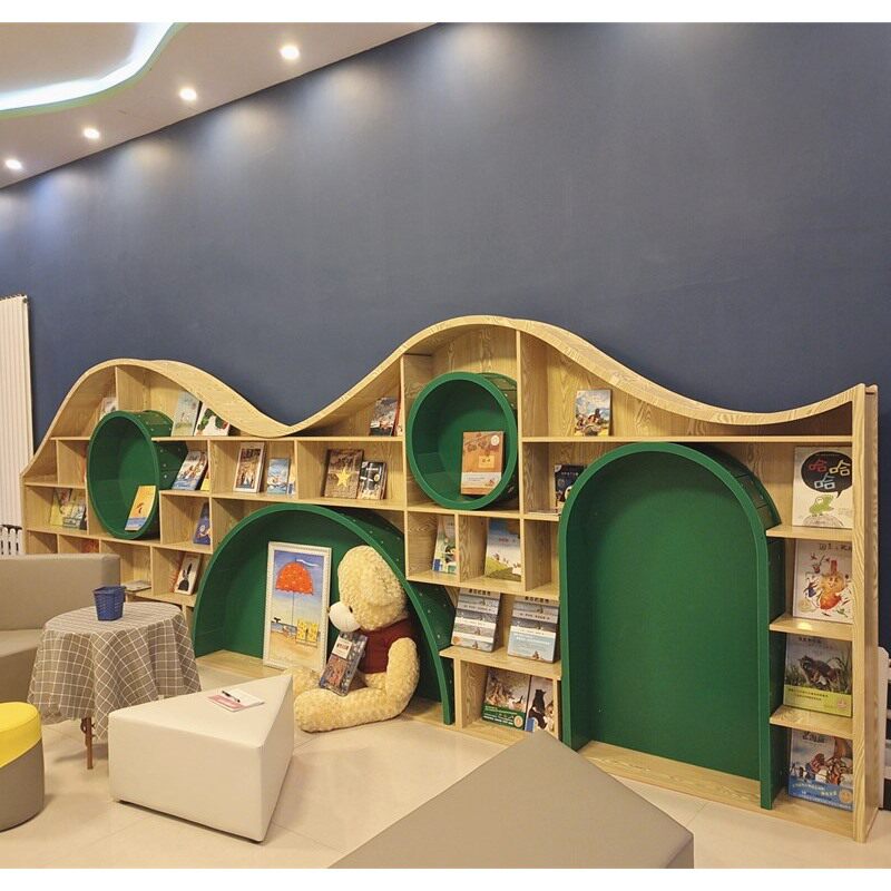 北欧简约书架售楼处大厅弧形圆圈拱门书柜幼儿园绘本馆大厅绘本架