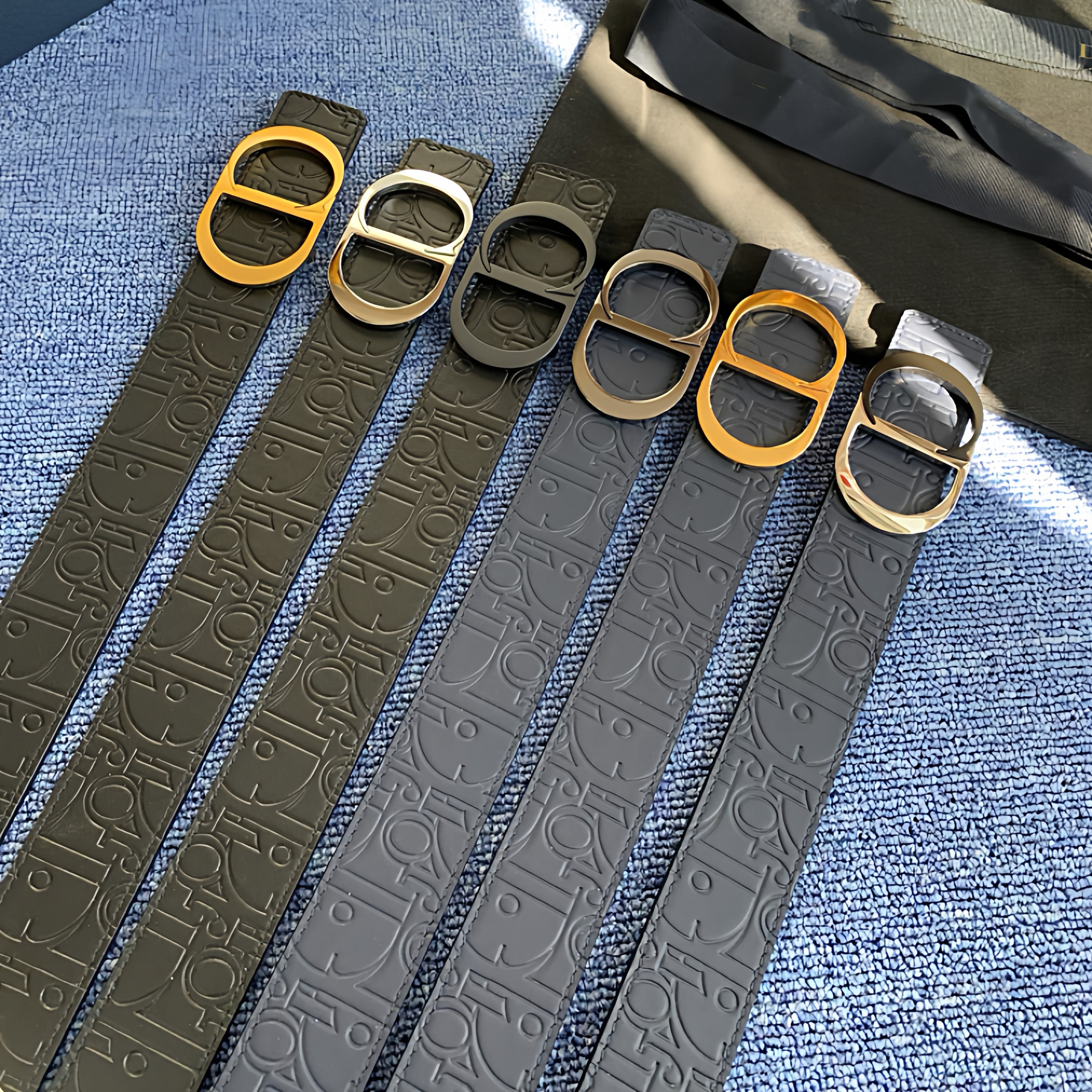 高端轻奢男士皮带商务正装提花真皮腰带职场百搭气质字母扣裤腰带